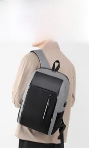 Detail view of the multi-compartment interior for laptop and electronics storage