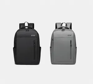 Dual view of black and grey travel backpacks showing minimalist design and side pockets