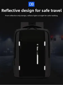 Business travel backpack with high-visibility reflective strips for safe night commuting