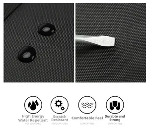 Close-up of waterproof fabric and scratch-resistant surface of the business laptop bag