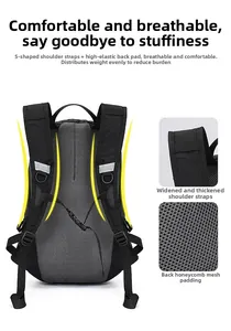 Detail of ergonomic S-shaped shoulder straps and breathable honeycomb back padding system