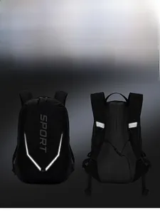 Detail of 20L cycling backpack with front and back reflective safety strips for night riding