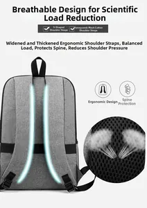 Ergonomic business backpack detail featuring S-shaped padded straps and breathable mesh padding