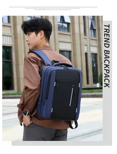 Detail of waterproof travel backpack with USB charging port and safety reflective strip