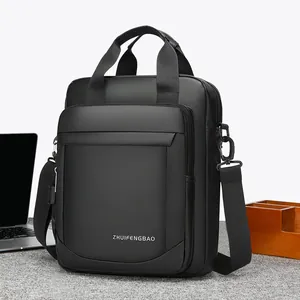 Waterproof Oxford Cloth Briefcase Large Capacity Men Shoulder Bag Business Laptop Handbag With Luggage Strap For Commute