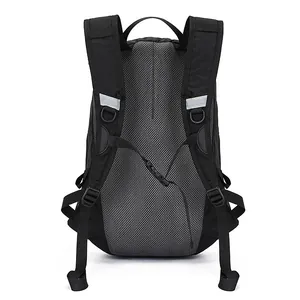 Large capacity motorcycle cycling backpack with breathable mesh back and reflective safety strips
