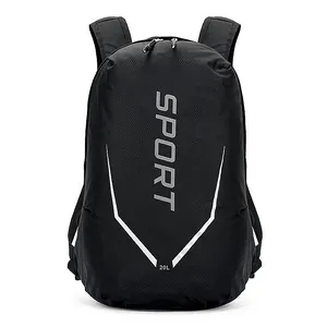Black 20L cycling backpack with durable grid fabric for motorcycle helmets and travel use