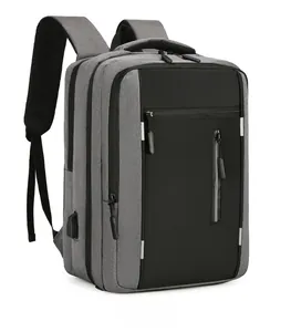 Side view of multi-compartment business travel laptop backpack with integrated USB port