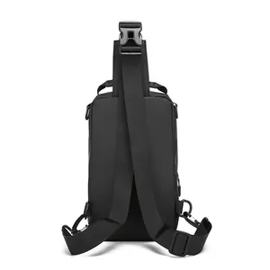Men's versatile black crossbody bag with waterproof fabric and adjustable nylon straps