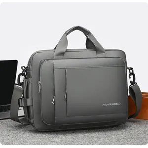 Dark grey waterproof business laptop bag with adjustable shoulder strap and sturdy handles
