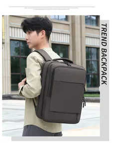 Close-up of the waterproof business backpack showing premium texture and ergonomic shoulder straps