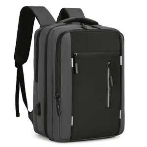 Business travel laptop backpack with USB charging port and multi-layer storage