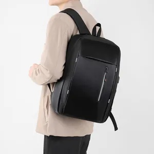 Business laptop backpack in black with USB charging port and ergonomic straps