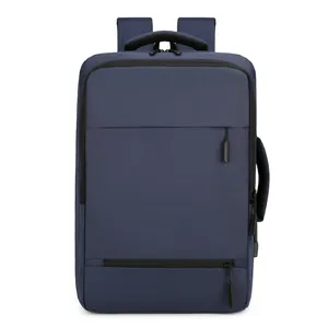 Premium dark blue business backpack with large capacity and multi-handle design