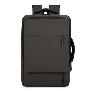 Minimalist charcoal grey business backpack with large capacity and water-resistant fabric
