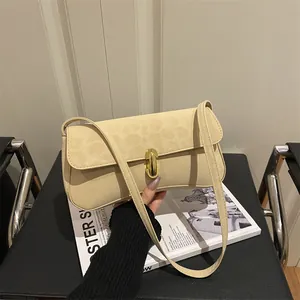 Sac Sous le Bras en Suède Imprimé Léopard Vintage Français Pour Femmes Serrure Dorée Sac à Épaule Grande Capacité Sac Baguette Tendance
