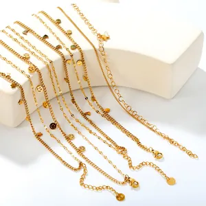Minimalistisch Edelstahl Fußkettchen Damen 18K Vergoldet Doppellagig Schmetterling Herz Böser Blick Stern Charm Fußkette Schmuck