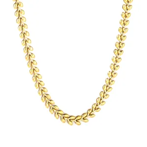 Collier en acier inoxydable plaqué or 18 carats avec design élégant à mailles d'épi
