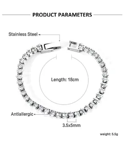 Detailed view of 3.5x5mm oval cubic zirconia tennis bracelet with stainless steel clasp