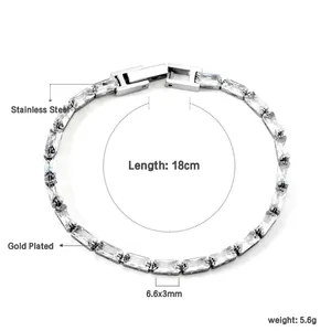 Detail of 18k gold plated stainless steel tennis bracelet with sparkling zircon stones