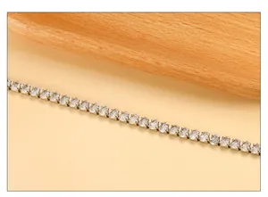Close-up of 3mm tennis bracelet featuring sparkling zircon stones and silver claws
