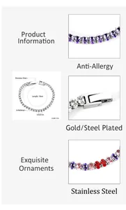 Detail specifications of 18cm stainless steel tennis bracelet with zircon stones