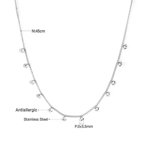 Detail view of 45cm hypoallergenic stainless steel chain with small anchor charms