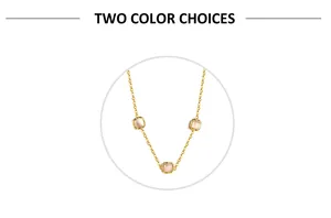 Detail of square cat eye stone pendants on a gold chain necklace with dual color options