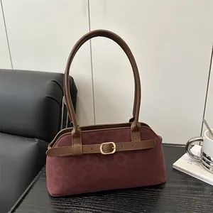 Borsa Sottobraccio Vintage Francese Con Stampa Leopardata Da Donna Borsa A Tracolla In Finta Pelle Scamosciata Grande Capacità
