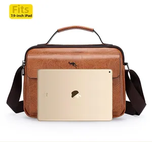 Braune Business-Umhängetasche aus Leder mit Platz für ein 7,9-Zoll iPad Tablet