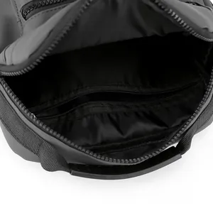 Waterproof black oxford shoulder bag with spacious main compartment and inner zipper pocket