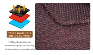 Three-layer breathable mesh structure detail for laptop backpack weight reduction
