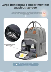 Front pocket with three insulated baby bottle compartments and thermal foil lining