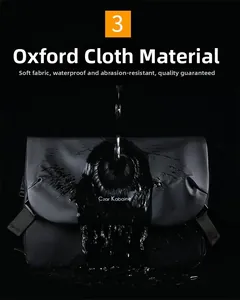 Prueba de impermeabilidad con gotas de agua sobre la tela oxford del bolso de mensajero