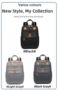 Three-color variety of large-capacity diaper backpacks in black, light grey, and dark grey