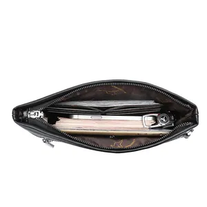 Business men's leather clutch bag with large capacity and multi-card slot interior