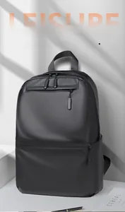 Detail view of water-resistant matte black backpack with dual zippers and leisure design