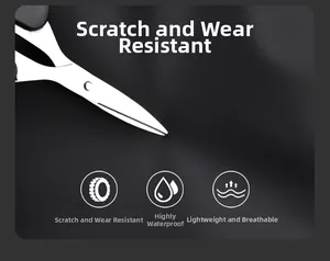 Detail showing scratch-resistant, waterproof and breathable fabric of the laptop backpack