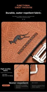 Detail of durable brown leather mens crossbody bag with scratch and water resistance
