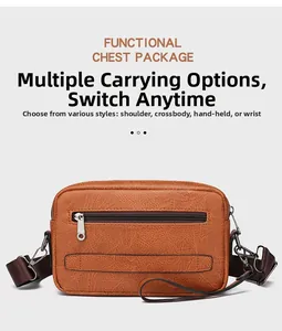 Brown leather crossbody bag with adjustable strap and multiple carrying options