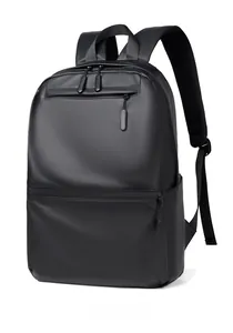 Detail view of black waterproof backpack featuring dual-way zippers and breathable straps