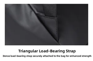 Reinforced triangular stitching on black business backpack straps for enhanced durability