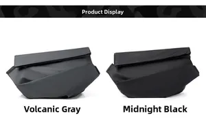 Crossbody bags in Volcano Grey and Midnight Black with minimalist geometric fold design