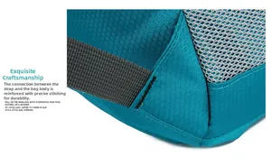 Close-up of reinforced stitching on durable ripstop nylon strap for hiking backpack