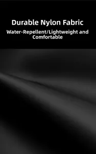 Close-up of black water-resistant nylon fabric showing durable and lightweight texture