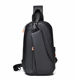 Men Chest Bag Crossbody Bag Waterproof Nylon Streetwear Style Lightweight Outdoor Travel Shoulder Bag Multi Pocket