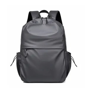 Minimalist deep grey waterproof laptop backpack with large capacity and adjustable straps