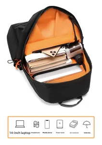 Interior view of waterproof oxford backpack showing large capacity and laptop compartment