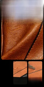 Macro detail of brown PU leather chest bag showing litchi texture and water resistance
