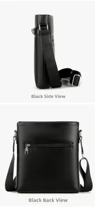 Detail view showing black lychee leather texture, side strap ring and back zipper pocket
